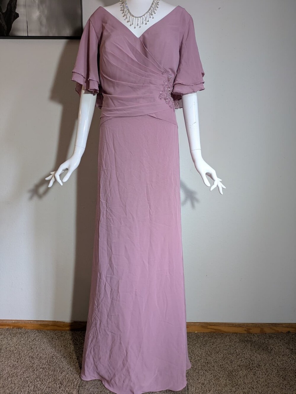 JJ’s House Vintage Mauve Chiffon Formal Evening Dress Size US 18W NWT
